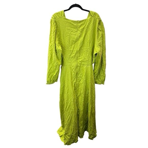 Plus Size Linen Look Olive Cut Out Ruffle Maxi Dress US 20 Long Sleeve Boho - Picture 9 of 16